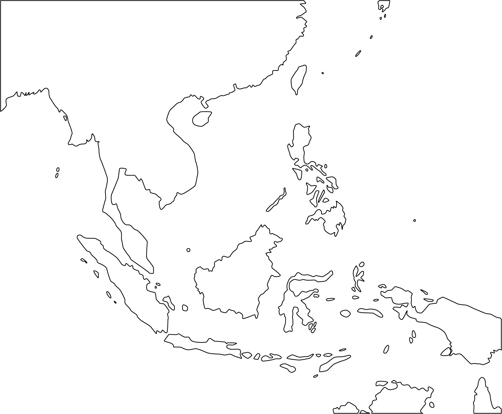 Slepá mapa - jihovýchodní Asie