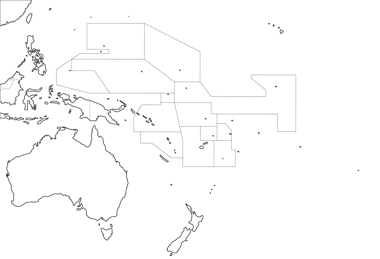 Slepá mapa - Oceánie - hranice států